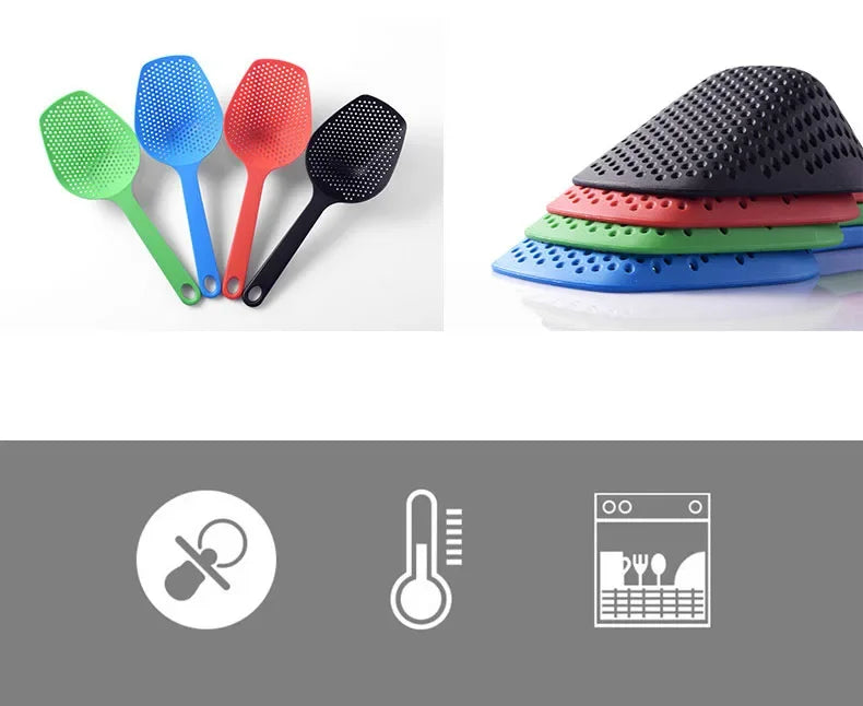 Vegetable Strainer Cooking Shovels Vegetable French Fries Strainer Scoop Nylon Spoon Large Colander Soup Filter Kitchen Tools