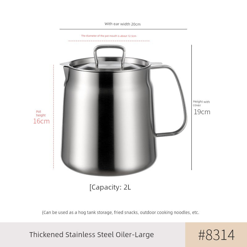 304 Stainless Steel Oil Draining Pot For Home Fried Oil Drain Oil Filter Oil Residue Belt Strainer Food Grade Lard Storage Tank