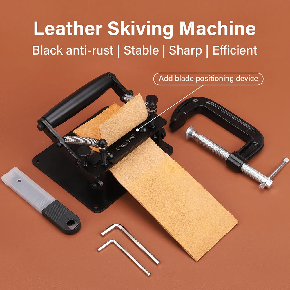 WUTA Manual Leather Skiving Machine Strip Belt Thinning Skiver Splitter Cowhide Leather Peeling Machine DIY Strap Cutting Tools