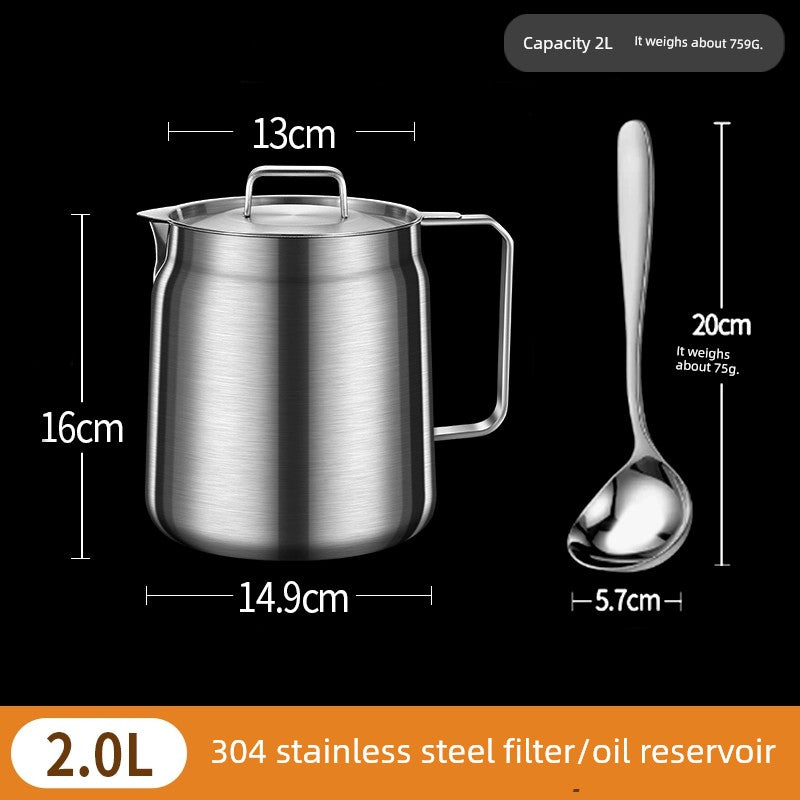German 304 Stainless Steel Oiler For Home Kitchen Oil Strainer Jug Handy Gadget Oil Residue Strainer Oil Separator Oil Leakage Net Pot