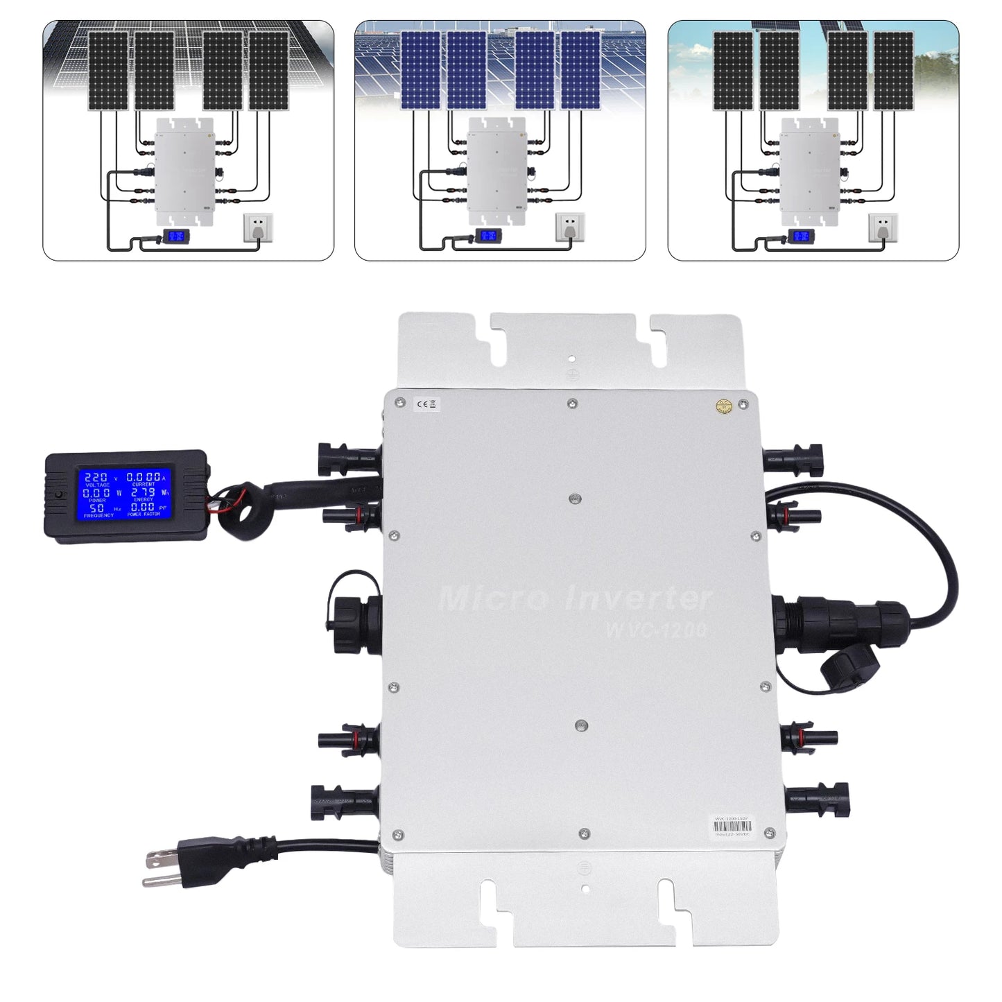 WVC-1200W Solar Grid Tie Inverter Waterproof IP65 Pure Sine Wave Inverter