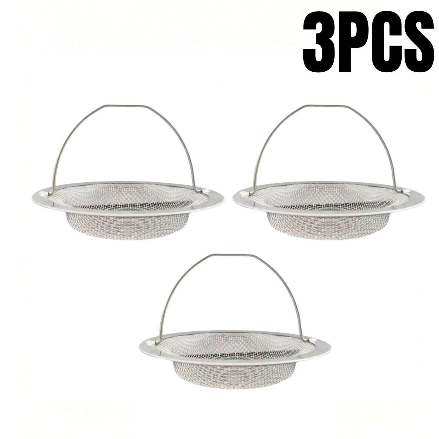 1/2/3Pcs Kitchen Sink Strainer With Handle Stainless Steel Mesh Filter Drain Stopper Food Residue Hair Catcher Prevents Clogs