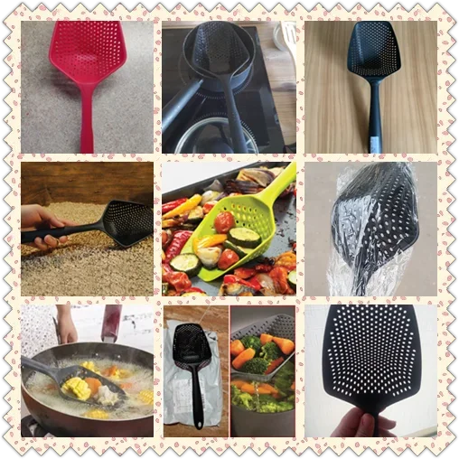 Vegetable Strainer Cooking Shovels Vegetable French Fries Strainer Scoop Nylon Spoon Large Colander Soup Filter Kitchen Tools
