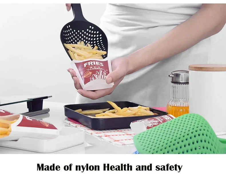 Vegetable Strainer Cooking Shovels Vegetable French Fries Strainer Scoop Nylon Spoon Large Colander Soup Filter Kitchen Tools