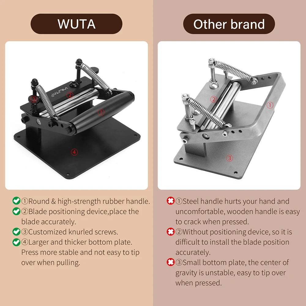 WUTA Manual Leather Skiving Machine Strip Belt Thinning Skiver Splitter Cowhide Leather Peeling Machine DIY Strap Cutting Tools