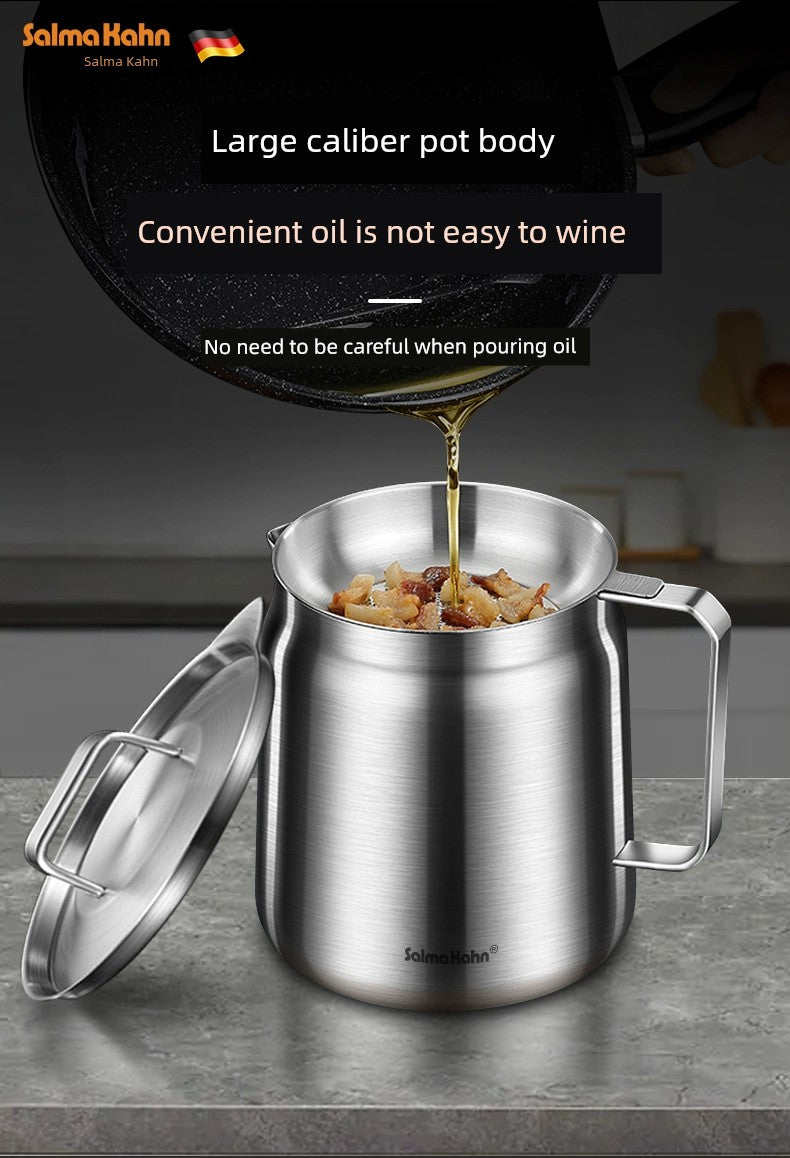 German 304 Stainless Steel Oiler For Home Kitchen Oil Strainer Jug Handy Gadget Oil Residue Strainer Oil Separator Oil Leakage Net Pot
