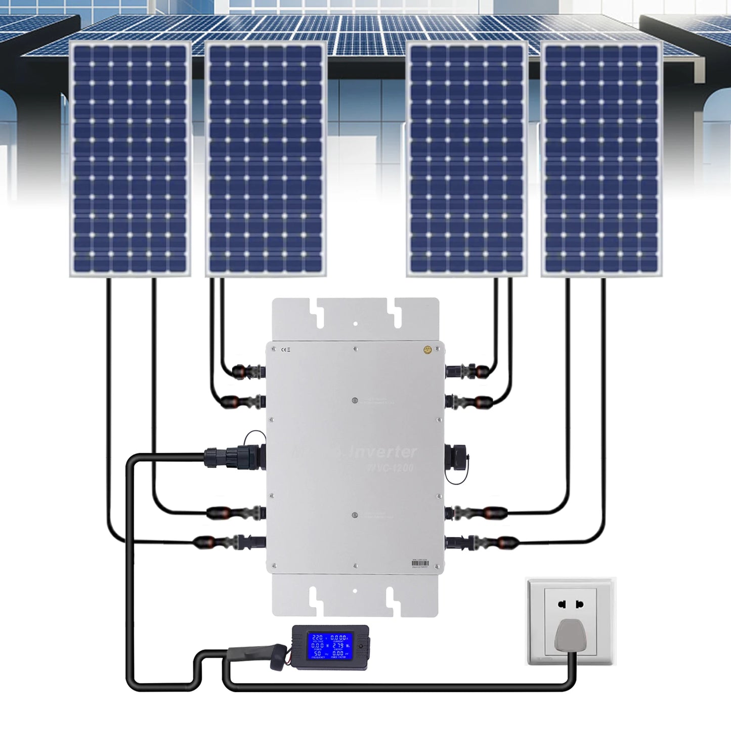 WVC-1200W Solar Grid Tie Inverter Waterproof IP65 Pure Sine Wave Inverter