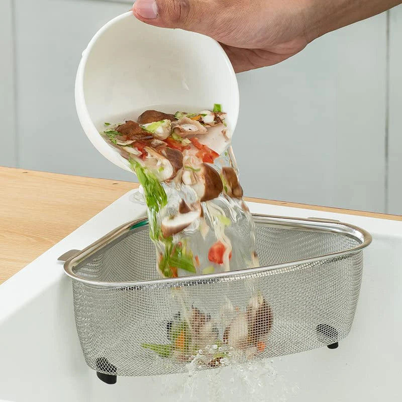 1 Piece Stainless Steel Sink Strainer Basket for Sink Colander In-Sink Mesh Colander Strainer Basket Triangle Sink Drainer YY133