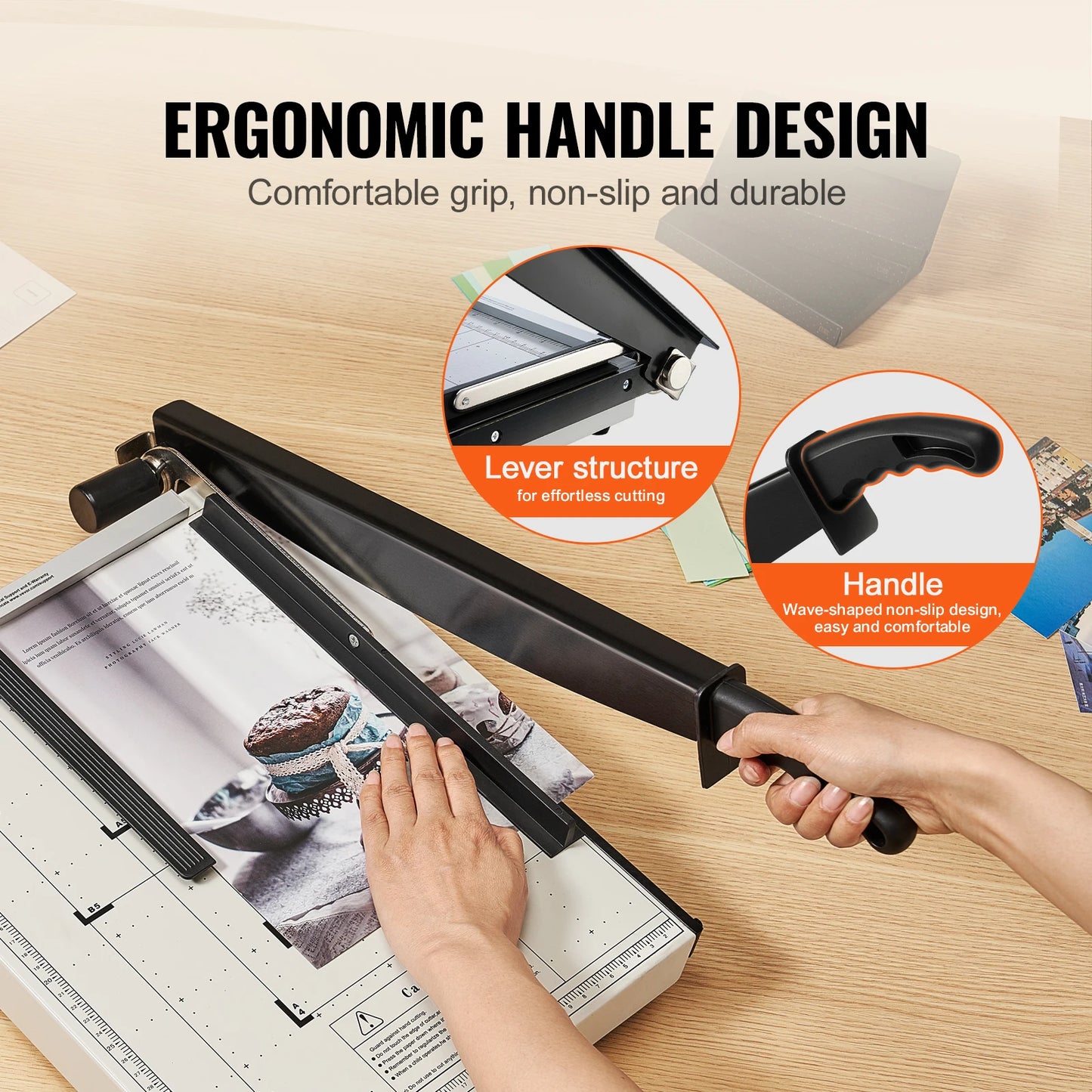VEVOR Paper Cutter Guillotine Trimmer 15"/18" Cut Length 16/20 Sheets Capacity Heavy Duty Paper Cutter for Home Office School