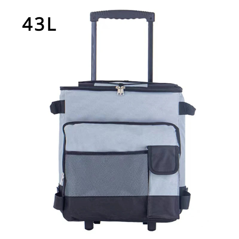 Camping Cooler Portable Insulated Cooler Bag with Wheels and Handle Ideal for Festivals Picnics Outdoor Camping Supply Accessory