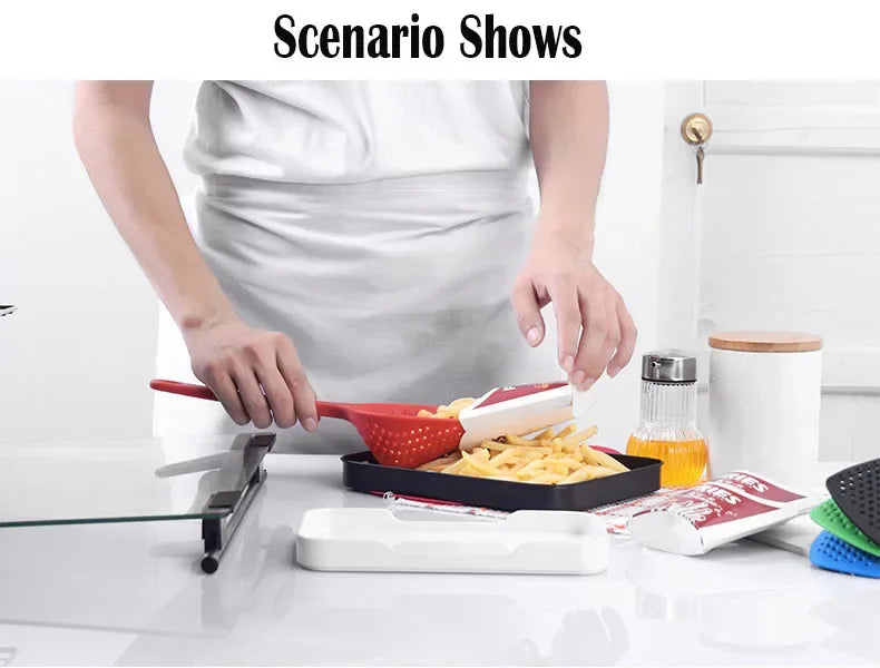 Vegetable Strainer Cooking Shovels Vegetable French Fries Strainer Scoop Nylon Spoon Large Colander Soup Filter Kitchen Tools