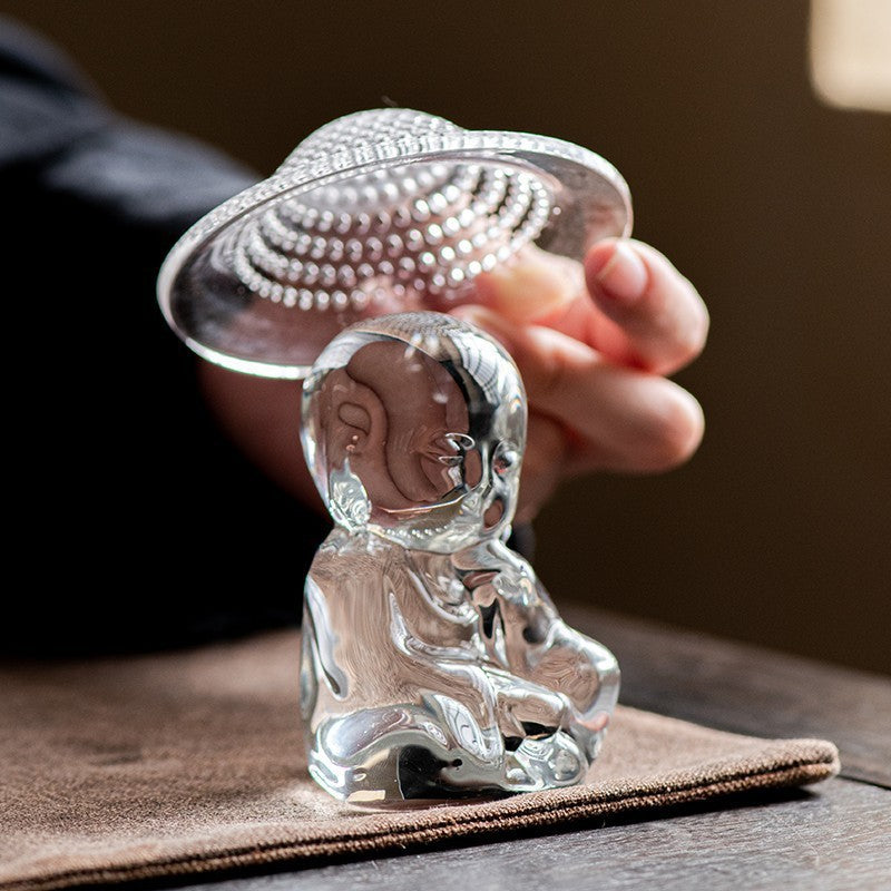 Glass Monk Bamboo Hat Tea Strainer Tea Strainer Ornaments