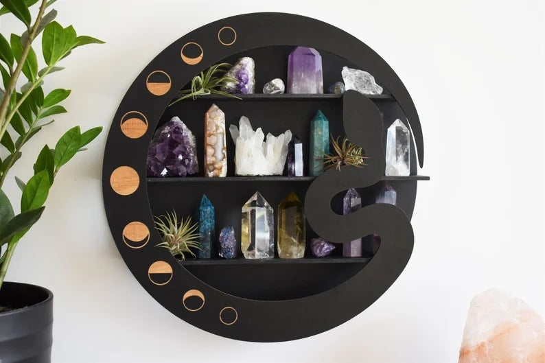Wooden Wall Mount Display Moon Storage Rack