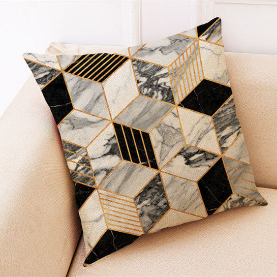 Marble Pattern Cotton And Linen Pillowcase Car Cushion