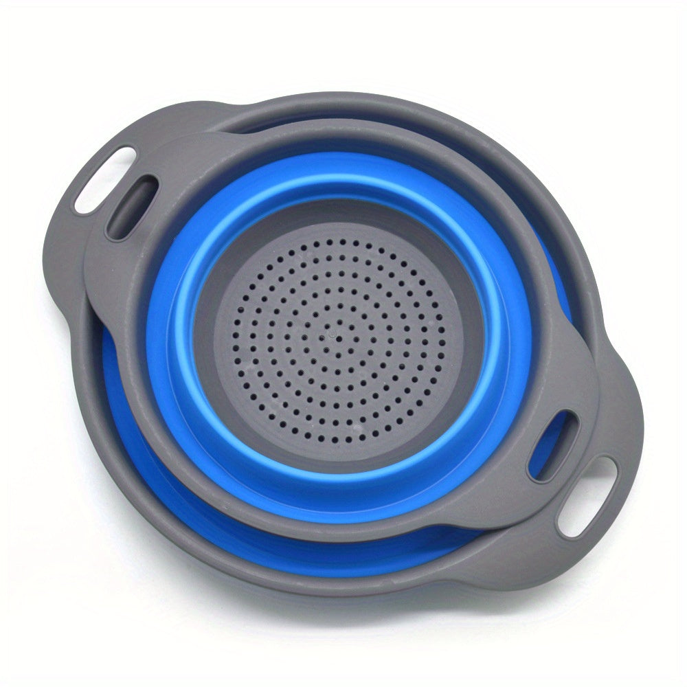 2pcs, Foldable Silicone Colander - Space-Saving Strainer for Vegetables and Fruits - Perfect for Small Kitchens, Dorms, and RVs