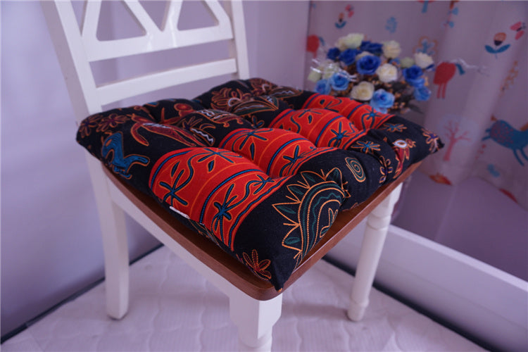 Retro Dark Southeast Asian Ethnic Style Cotton And Linen Chair Cushion