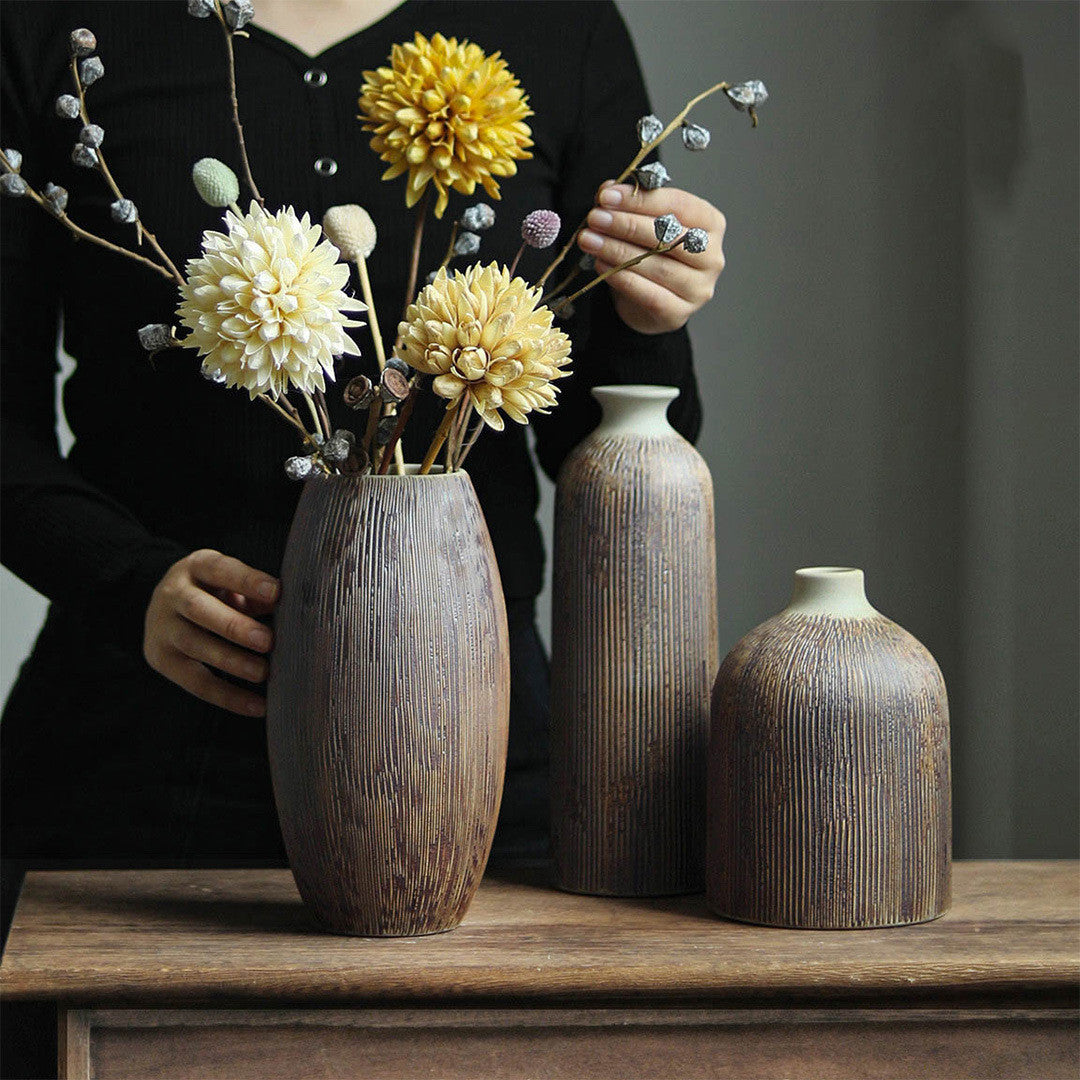Vase Ceramic Vintage Stoneware Living Room Home