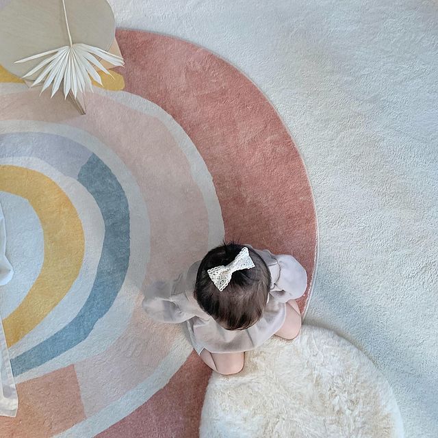 Round Rainbow Bedroom Carpet Mat