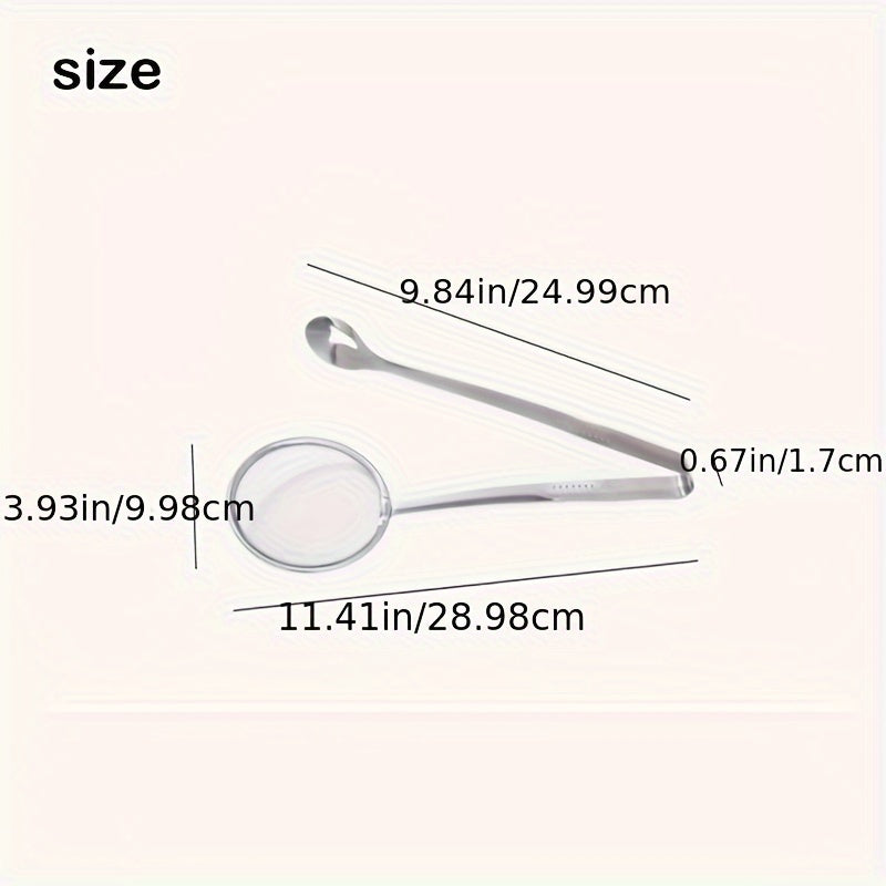 Stainless Steel Kitchen Strainer Spoon & Tongs - High-Temperature Resistant, Perfect for Frying Foods