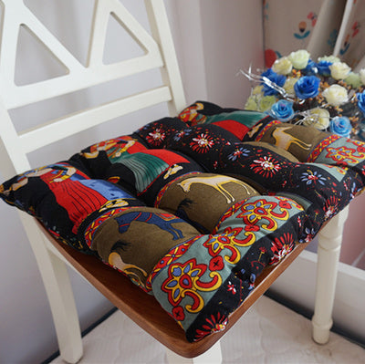 Retro Dark Southeast Asian Ethnic Style Cotton And Linen Chair Cushion