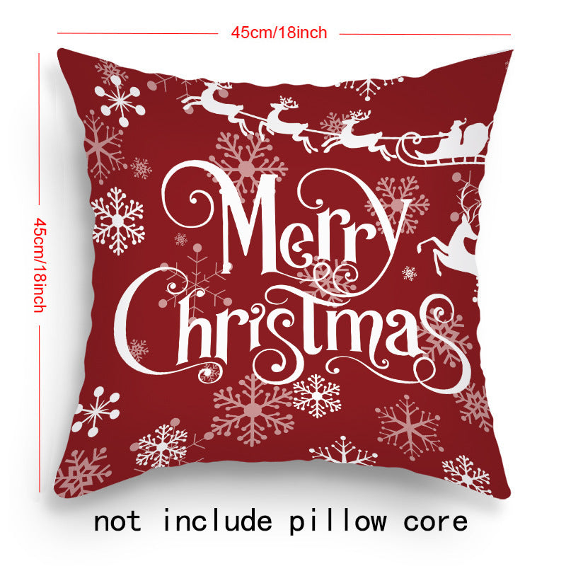 Pillow Cover Cartoon Santa Claus Elk Holiday Decoration Sofa Cushion Cover