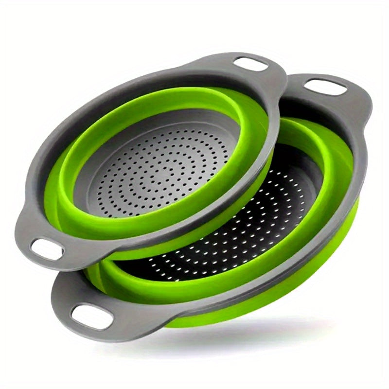2pcs, Foldable Silicone Colander - Space-Saving Strainer for Vegetables and Fruits - Perfect for Small Kitchens, Dorms, and RVs
