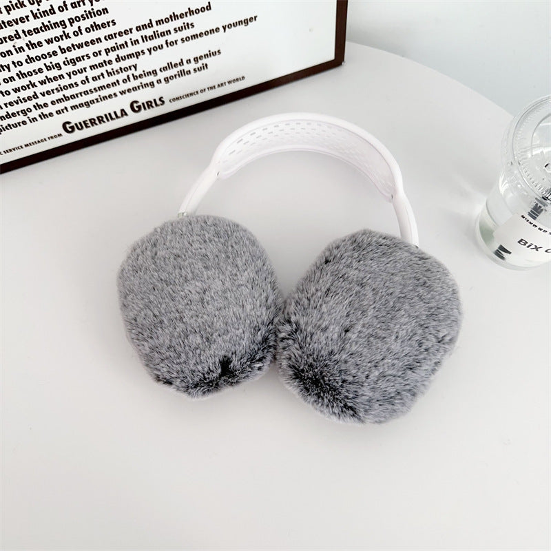 Plush Solid Color Leopard Print Head-mounted Headphone Case