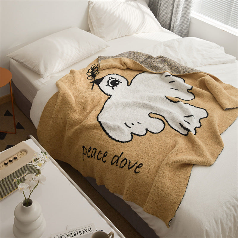 Bedroom Knitted Flower Pattern Blanket