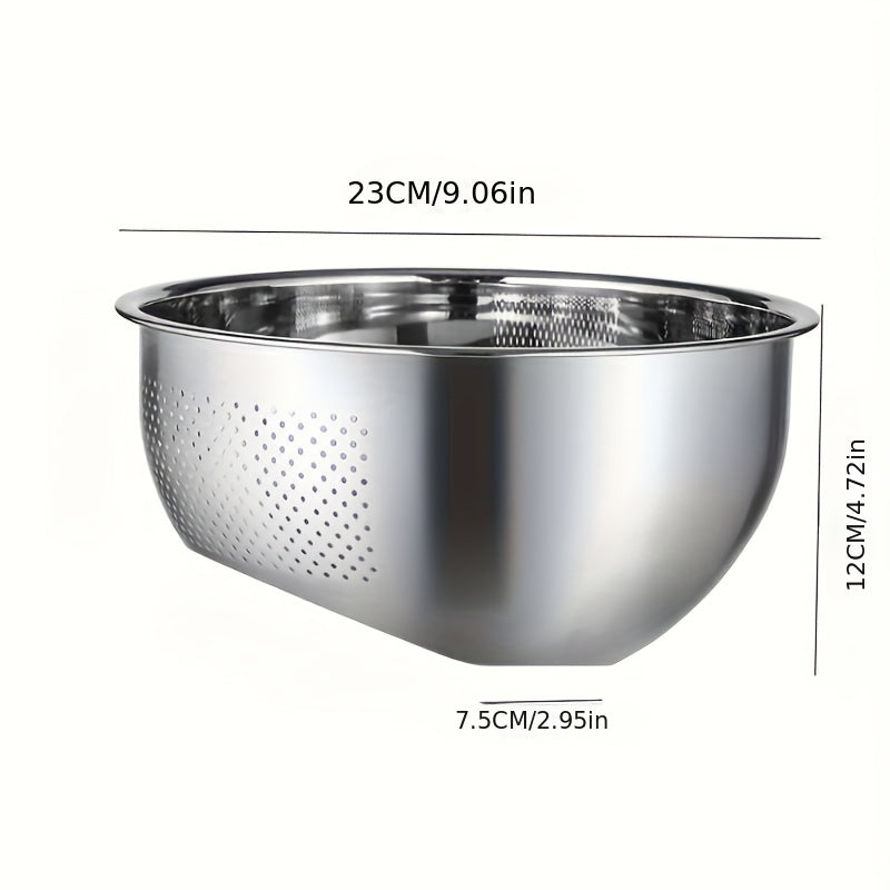 Stainless Steel Colander Strainer with Fine Mesh - Slant Bottom Draining Bowl for Rice, Vegetables, Fruits, Beans, and Pasta Washing, Kitchen Colander with Quick Drain Design, Food-Safe Material