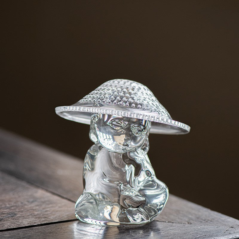 Glass Monk Bamboo Hat Tea Strainer Tea Strainer Ornaments
