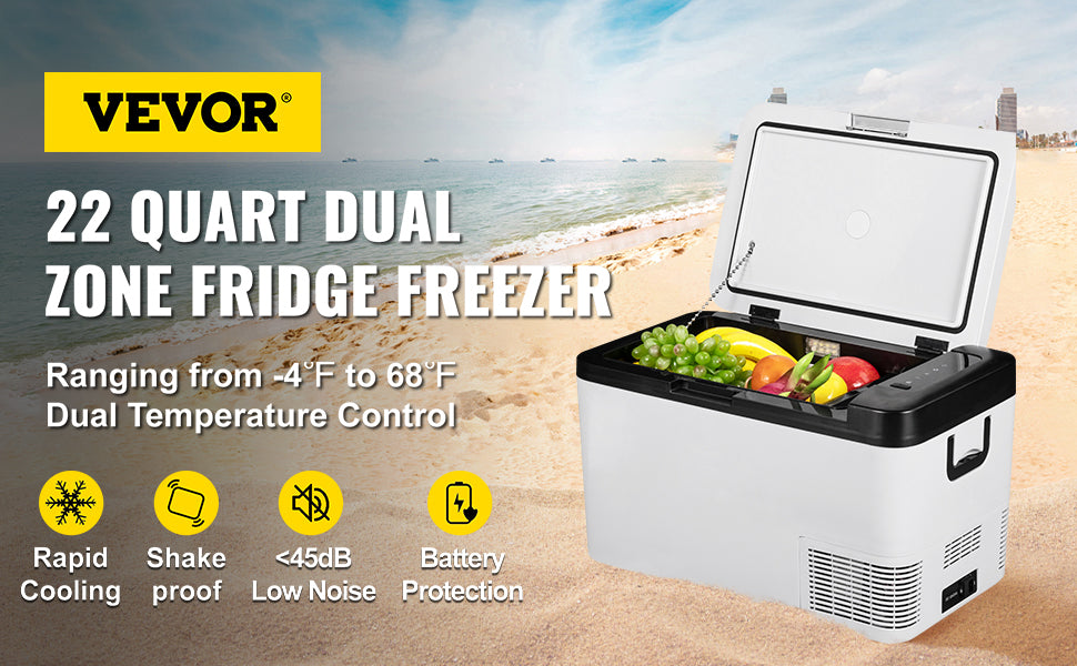 VEVOR 25L Car Refrigerator Mini Fridge Freezer Portable Compressor Cooler 12/24V DC 110-240V Ice Box for Driving Camping Picnic
