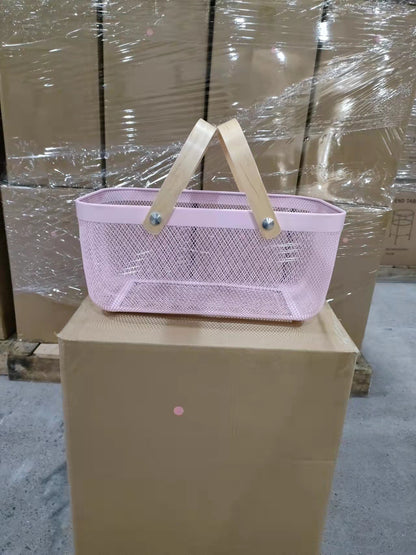 Wooden Handle Mesh Basket Fruit Basket
