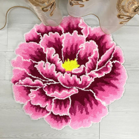 Red Peony Carpet Bath Mat
