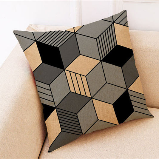 Marble Pattern Cotton And Linen Pillowcase Car Cushion