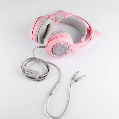 G951s  Girl Cat Ear Gaming Headphone 3.5mm Plug Cute Headset For PC One PS4 Phone Pad Girl Kids Gaming Headset