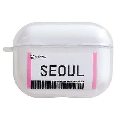 Compatible with Apple, Plane ticket cover city bar code label headphone case for Airpods Pro