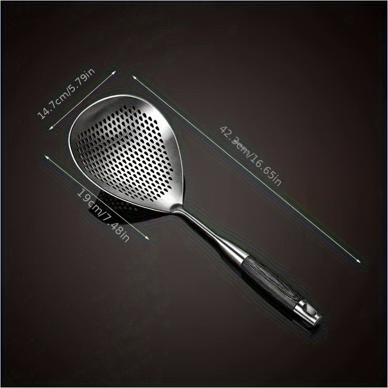 1pc Stainless Steel Large Colander Skimmer, Kitchen Strainer For Frying & Hot Pot, Draining Accessory For Cooking & Baking, Durable Utensil For Restaurant Use Eid Al-Adha Mubarak