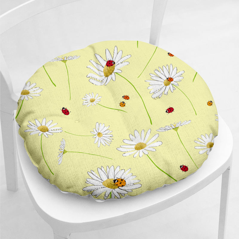 Daisy Thick Square Round Cotton Linen Chair Cushion