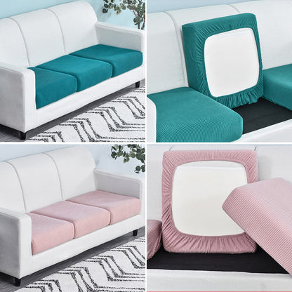 Polar Fleece Sofa Cushion Pure Color Stretch Full Cover Sponge Cushion Cover