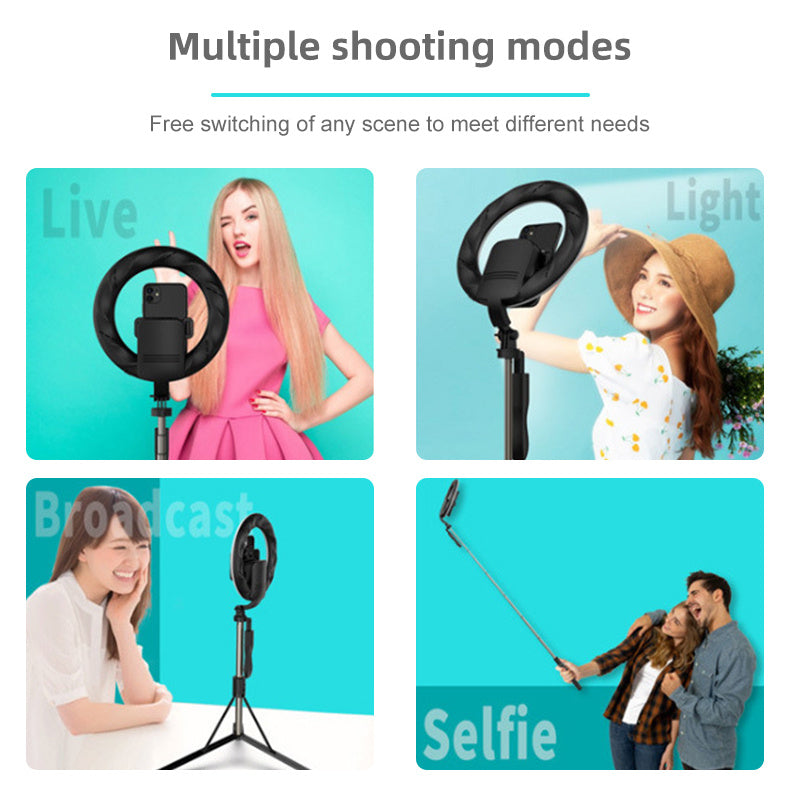Compatible with Apple, Mobile Phone Live Support 8 Inch Beauty Led Ring Light Photography Light Tripod