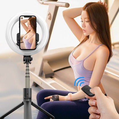 Compatible with Apple, Mobile Phone Live Support 8 Inch Beauty Led Ring Light Photography Light Tripod