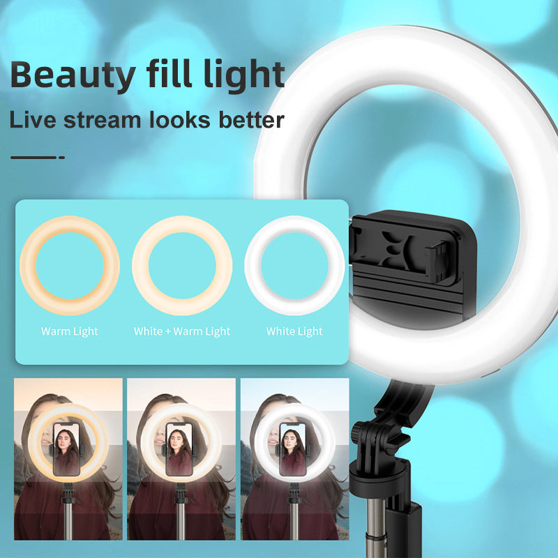 Compatible with Apple, Mobile Phone Live Support 8 Inch Beauty Led Ring Light Photography Light Tripod