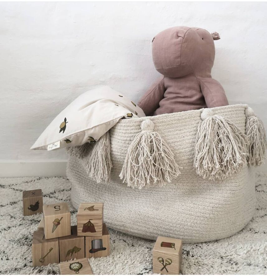 Nordic Ins Cotton Rope Braided Tassel Storage Basket Room Debris Storage Basket Baby Diaper Storage Box