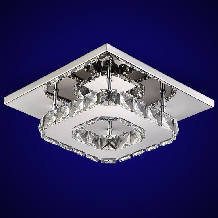 Creative Stainless Steel Crystal Lamp Round Ring Chandelier