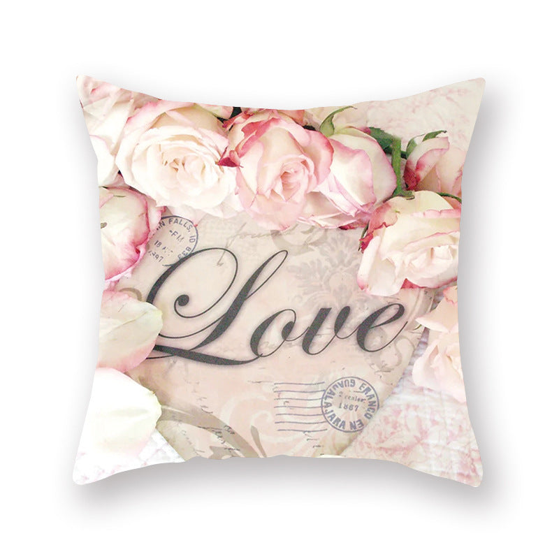 Watercolor Flower Pillow Digital Printing Car Office Pillow Cushion Wish Home