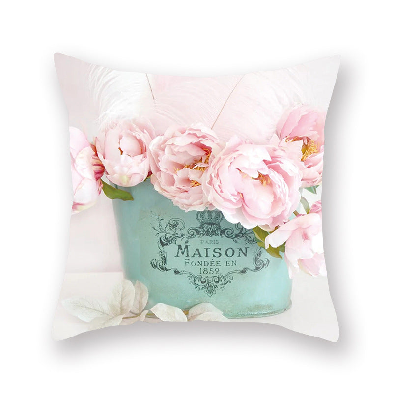 Watercolor Flower Pillow Digital Printing Car Office Pillow Cushion Wish Home