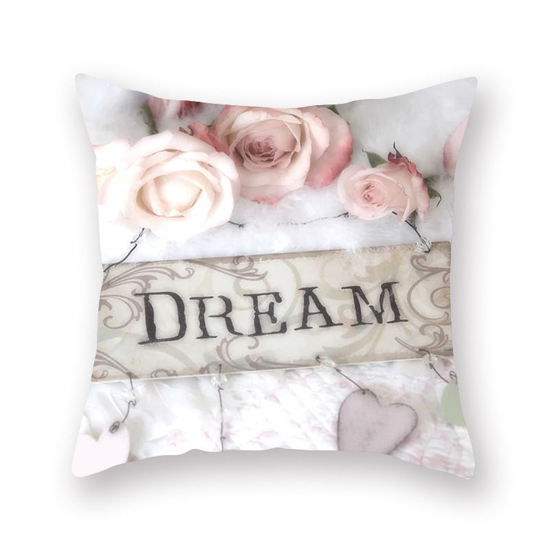 Watercolor Flower Pillow Digital Printing Car Office Pillow Cushion Wish Home