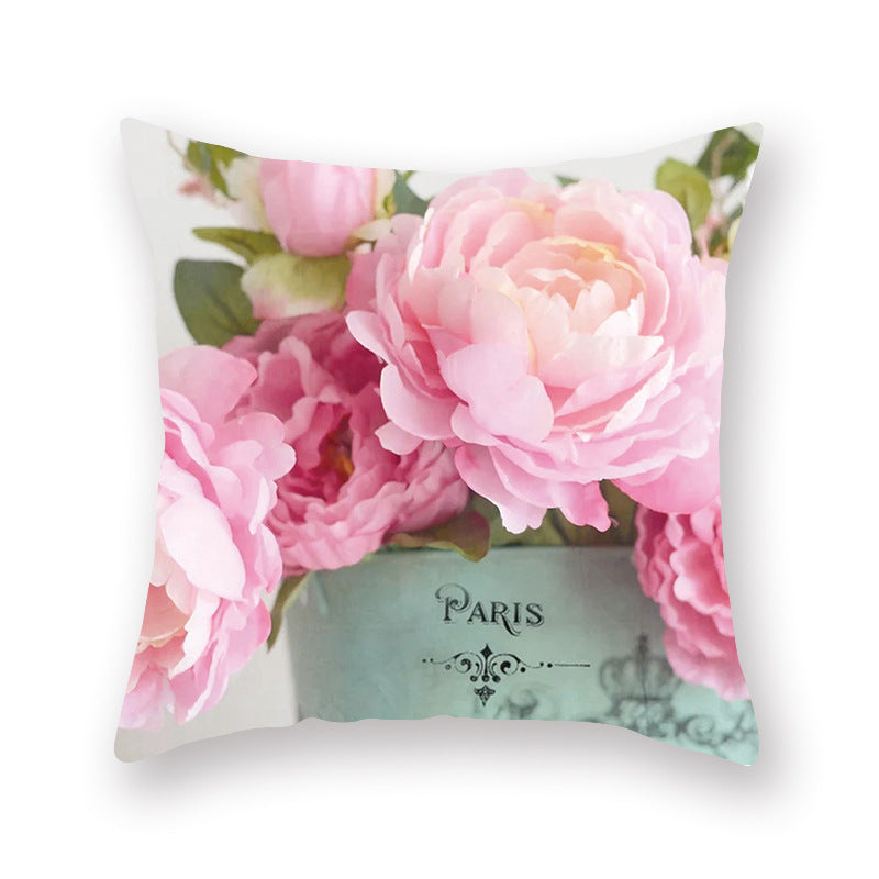 Watercolor Flower Pillow Digital Printing Car Office Pillow Cushion Wish Home