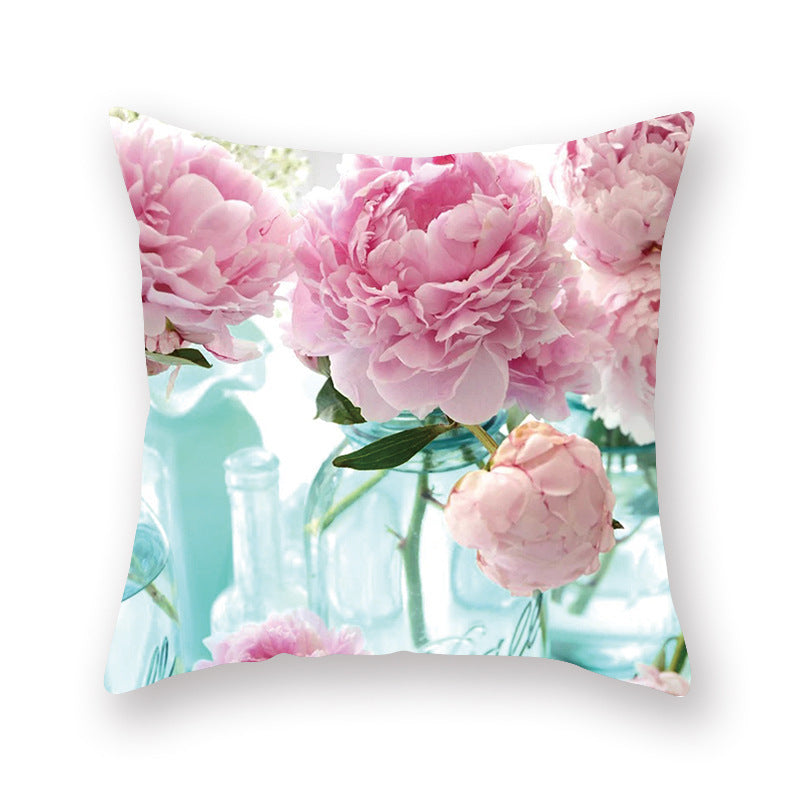 Watercolor Flower Pillow Digital Printing Car Office Pillow Cushion Wish Home