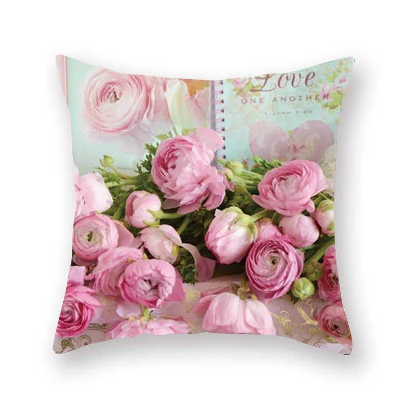 Watercolor Flower Pillow Digital Printing Car Office Pillow Cushion Wish Home